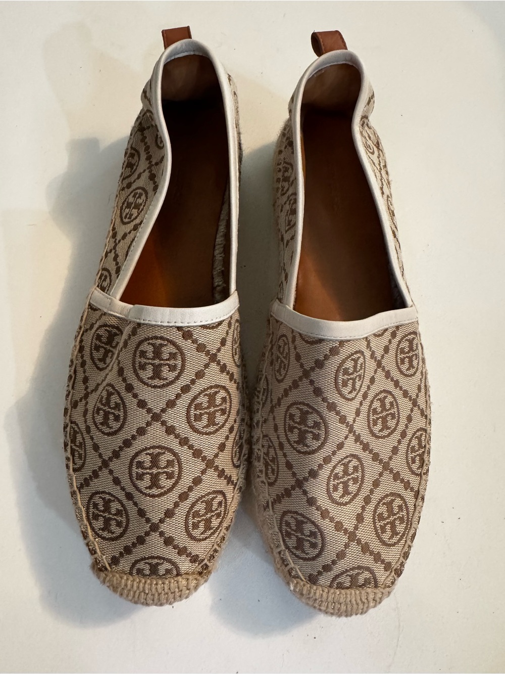 Tory Burch Beige Logo Jacquard Espadrilles